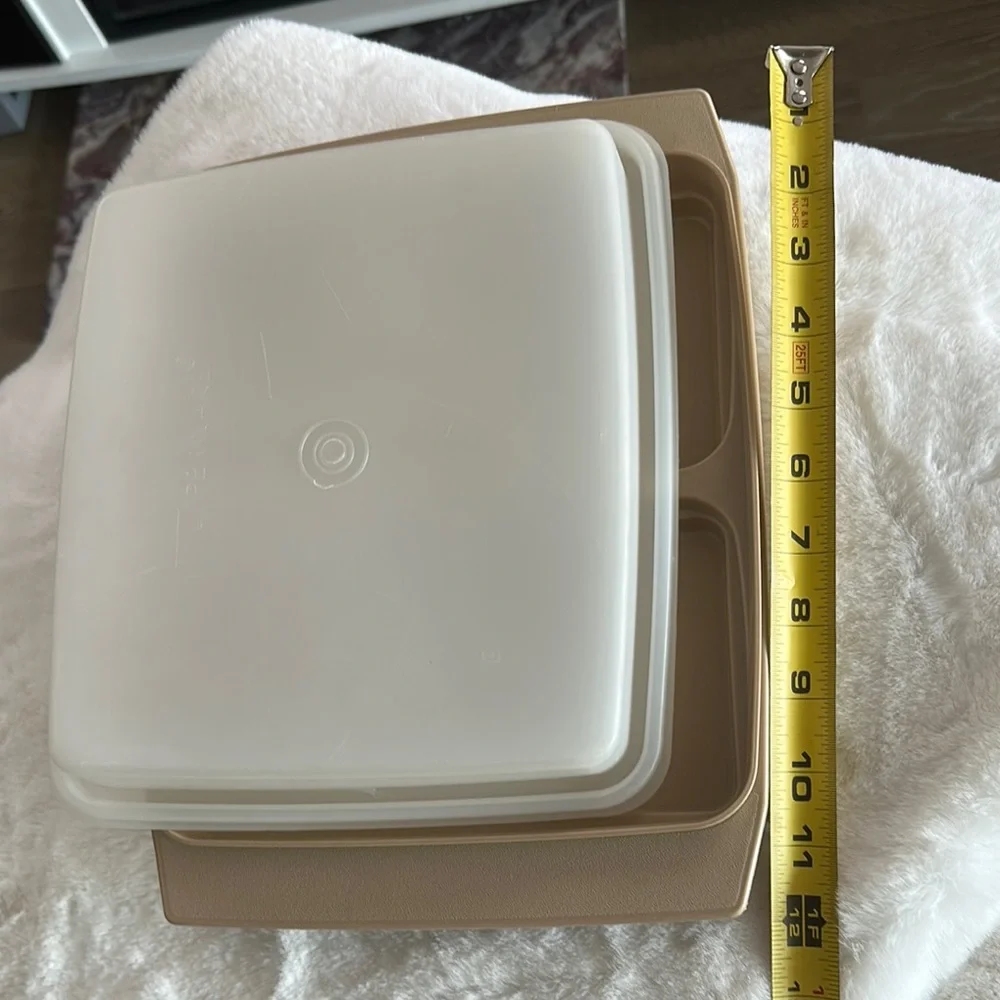 Tupperware White and Tan Container